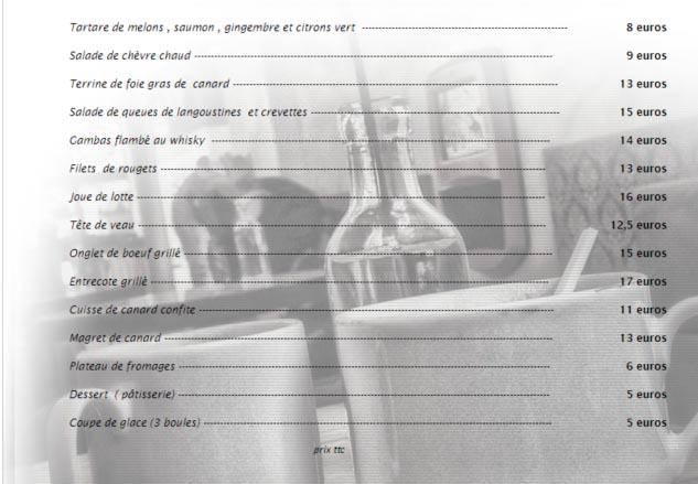 La Tour d'Abain - Menu Image 2